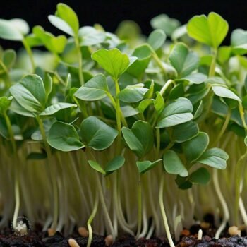 "Close-up of fresh, vibrant fenugreek microgreens with delicate green leaves."